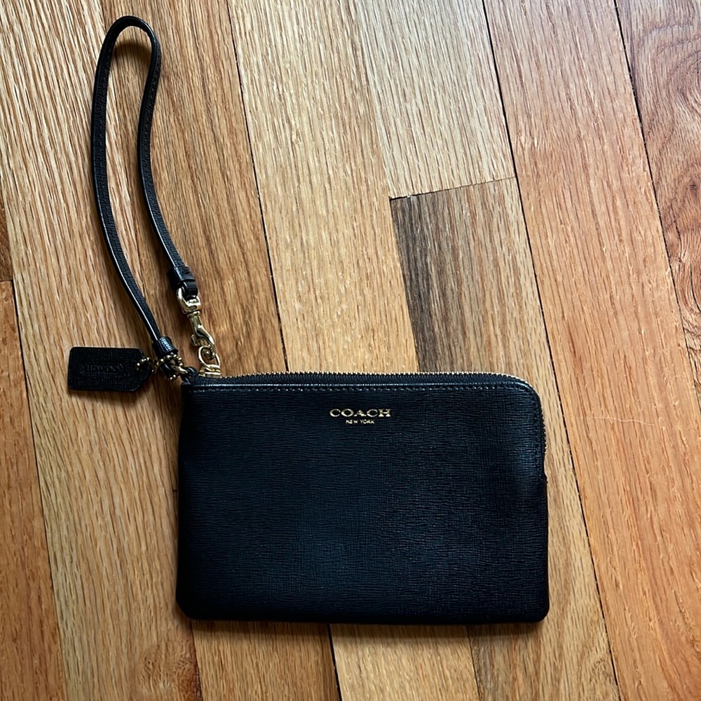 Coach Black Leather Wristlet